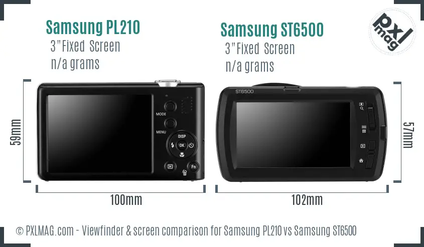 Samsung PL210 vs Samsung ST6500 Screen and Viewfinder comparison