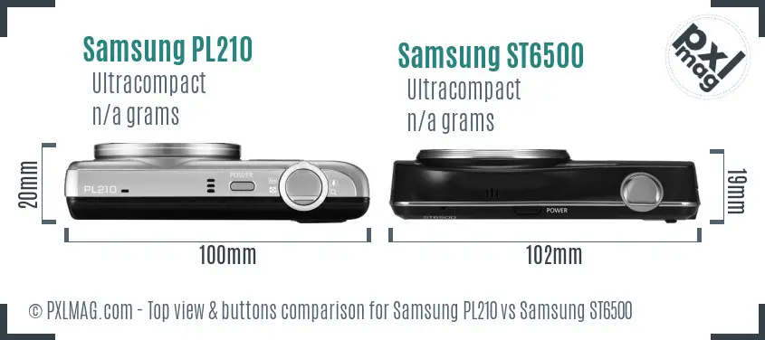 Samsung PL210 vs Samsung ST6500 top view buttons comparison