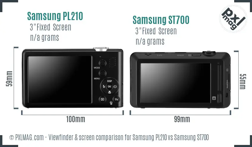 Samsung PL210 vs Samsung ST700 Screen and Viewfinder comparison