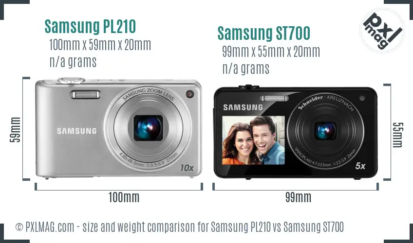 Samsung PL210 vs Samsung ST700 size comparison