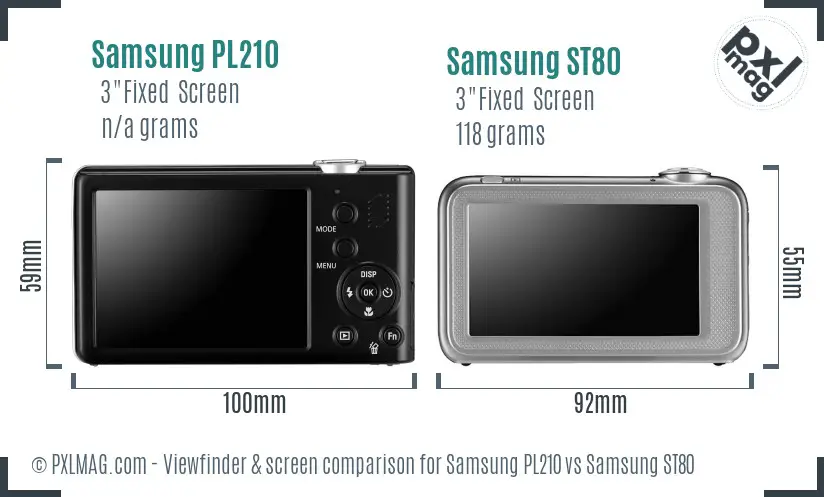 Samsung PL210 vs Samsung ST80 Screen and Viewfinder comparison