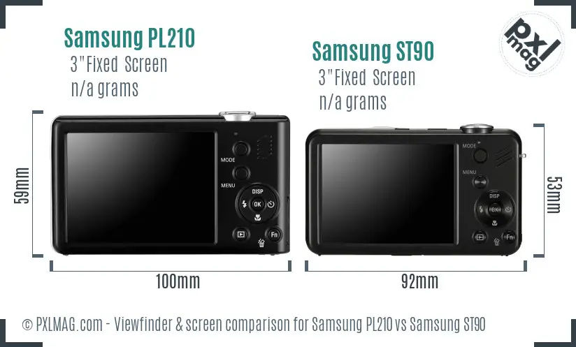 Samsung PL210 vs Samsung ST90 Screen and Viewfinder comparison