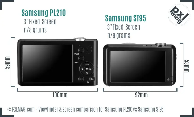 Samsung PL210 vs Samsung ST95 Screen and Viewfinder comparison