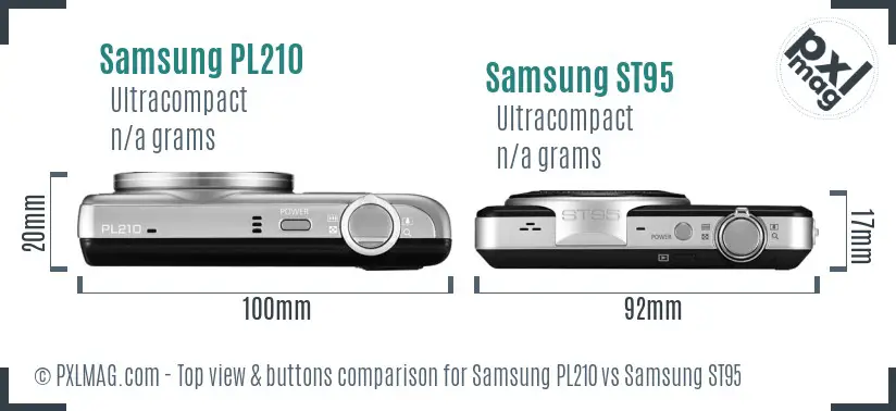 Samsung PL210 vs Samsung ST95 top view buttons comparison