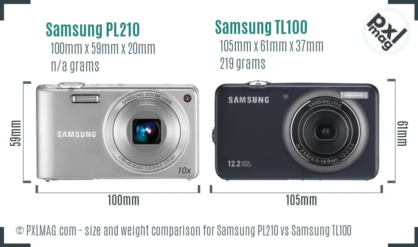 Samsung PL210 vs Samsung TL100 size comparison