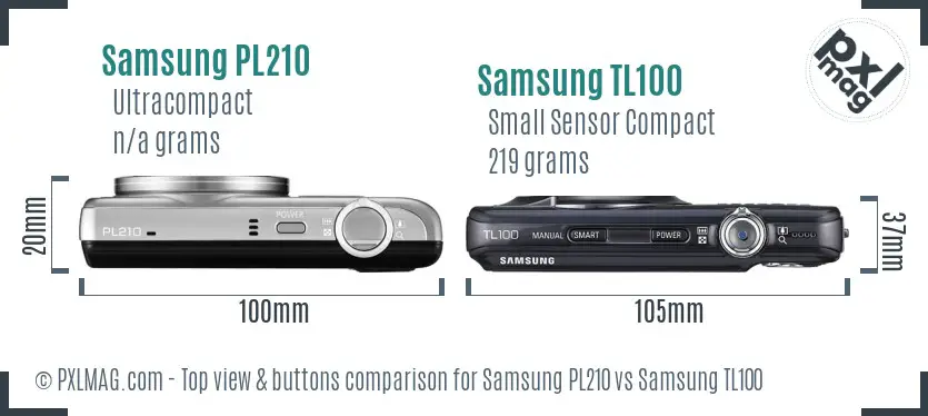 Samsung PL210 vs Samsung TL100 top view buttons comparison
