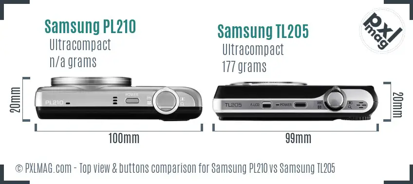 Samsung PL210 vs Samsung TL205 top view buttons comparison