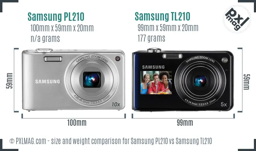Samsung PL210 vs Samsung TL210 size comparison