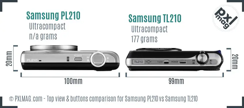 Samsung PL210 vs Samsung TL210 top view buttons comparison