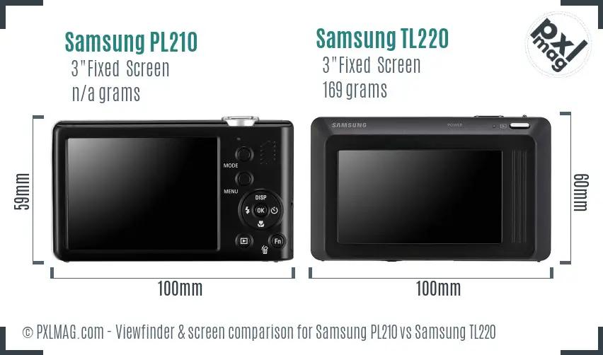 Samsung PL210 vs Samsung TL220 Screen and Viewfinder comparison