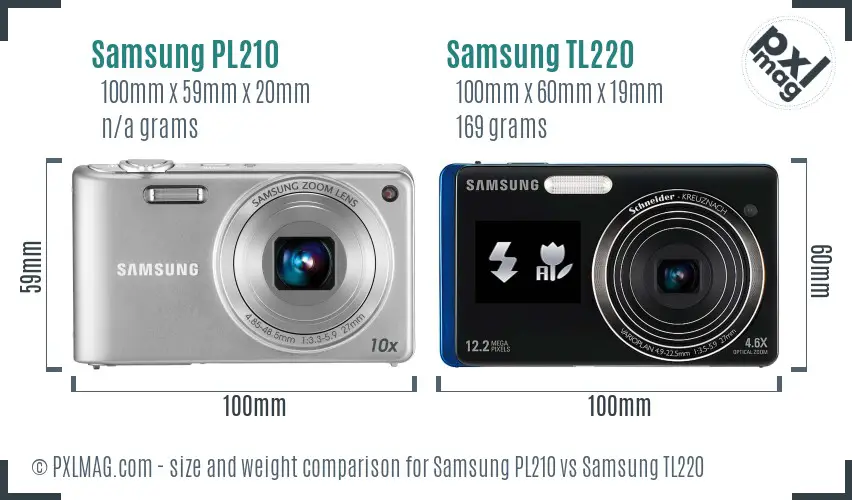 Samsung PL210 vs Samsung TL220 size comparison