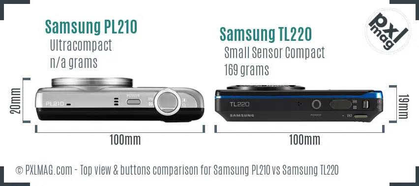Samsung PL210 vs Samsung TL220 top view buttons comparison