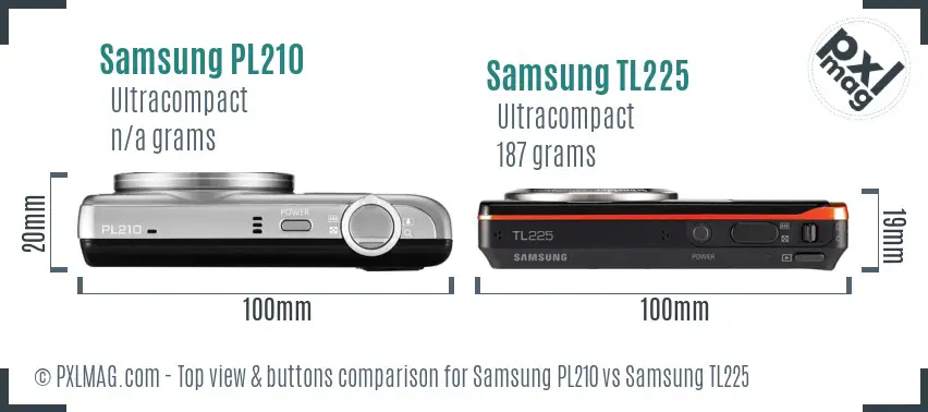 Samsung PL210 vs Samsung TL225 top view buttons comparison
