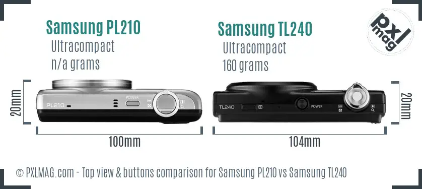 Samsung PL210 vs Samsung TL240 top view buttons comparison
