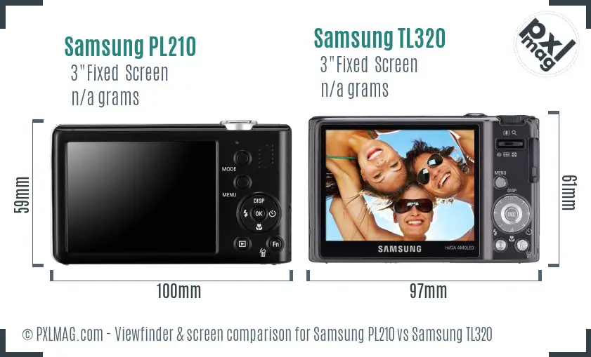 Samsung PL210 vs Samsung TL320 Screen and Viewfinder comparison
