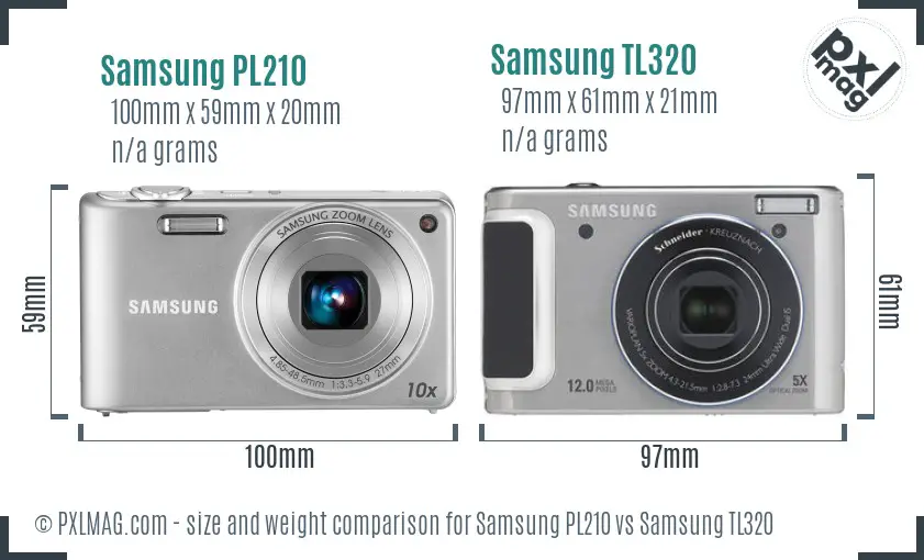 Samsung PL210 vs Samsung TL320 size comparison