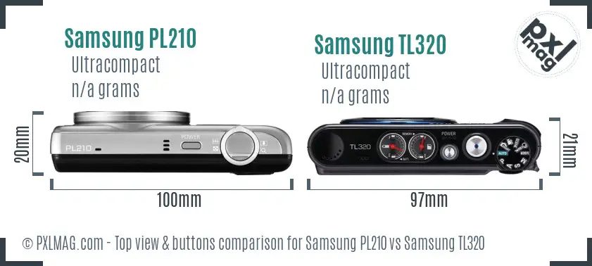 Samsung PL210 vs Samsung TL320 top view buttons comparison