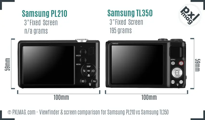 Samsung PL210 vs Samsung TL350 Screen and Viewfinder comparison