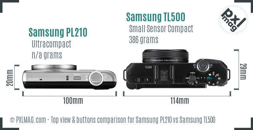 Samsung PL210 vs Samsung TL500 top view buttons comparison