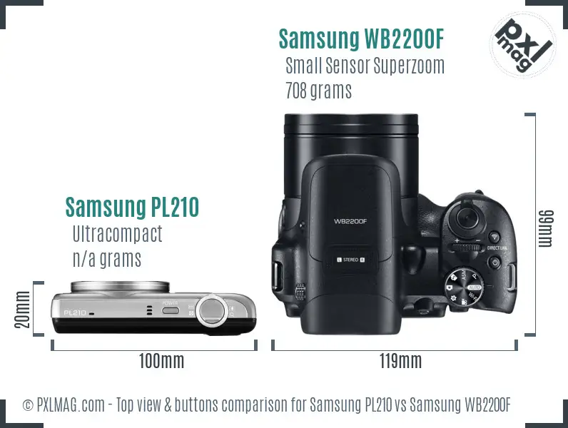 Samsung PL210 vs Samsung WB2200F top view buttons comparison
