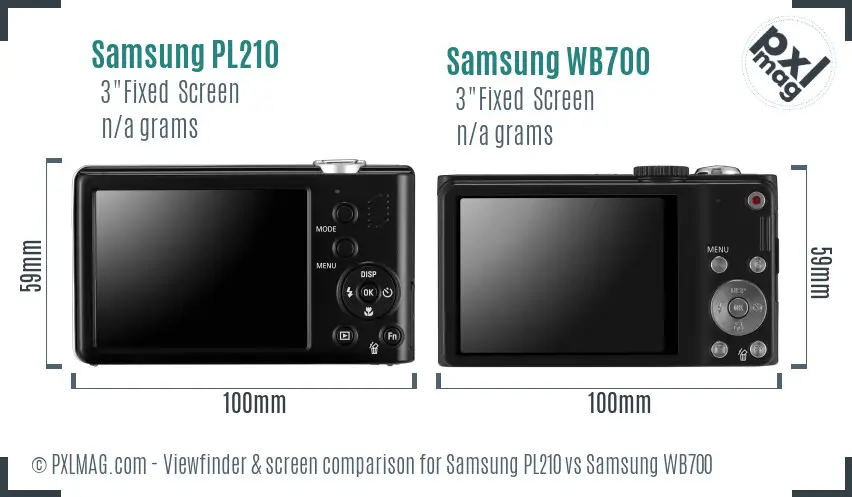 Samsung PL210 vs Samsung WB700 Screen and Viewfinder comparison