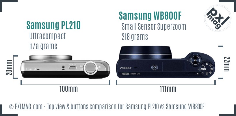Samsung PL210 vs Samsung WB800F top view buttons comparison