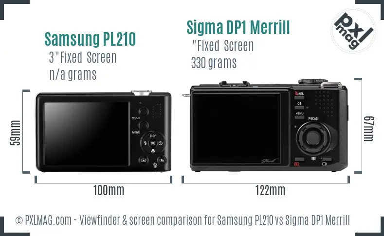 Samsung PL210 vs Sigma DP1 Merrill Screen and Viewfinder comparison