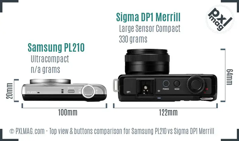 Samsung PL210 vs Sigma DP1 Merrill top view buttons comparison