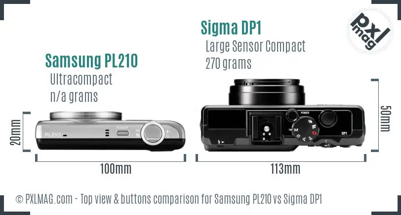 Samsung PL210 vs Sigma DP1 top view buttons comparison