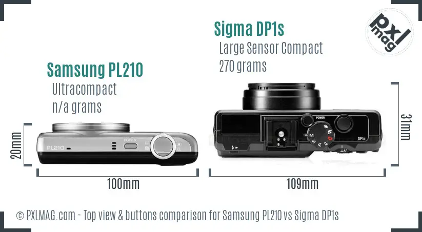 Samsung PL210 vs Sigma DP1s top view buttons comparison