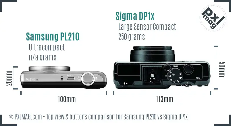 Samsung PL210 vs Sigma DP1x top view buttons comparison