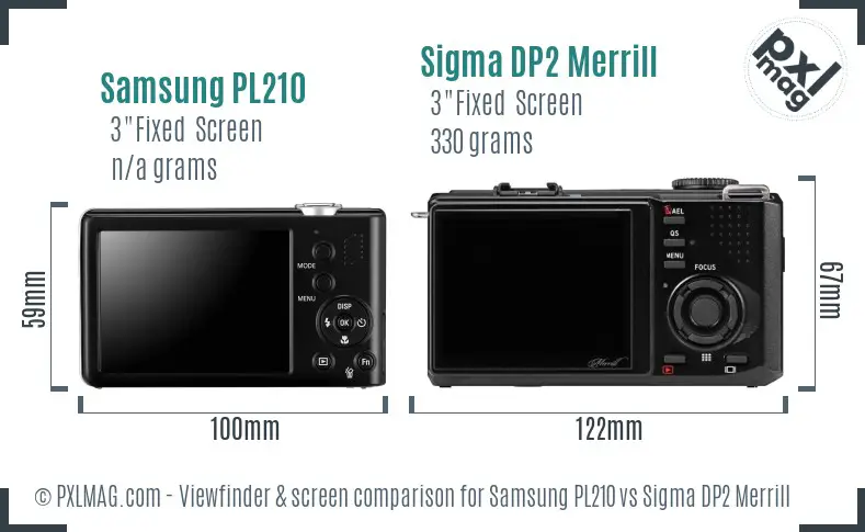 Samsung PL210 vs Sigma DP2 Merrill Screen and Viewfinder comparison