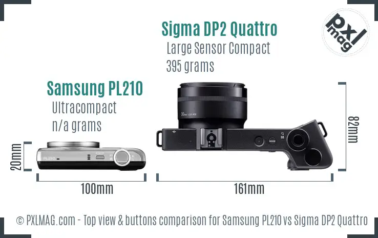 Samsung PL210 vs Sigma DP2 Quattro top view buttons comparison