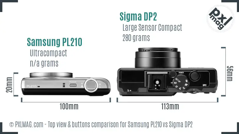 Samsung PL210 vs Sigma DP2 top view buttons comparison