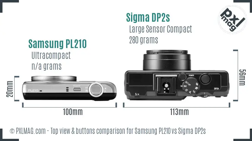 Samsung PL210 vs Sigma DP2s top view buttons comparison