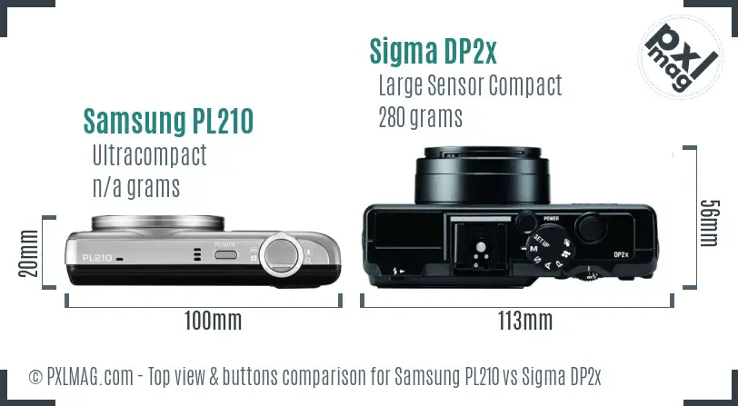Samsung PL210 vs Sigma DP2x top view buttons comparison