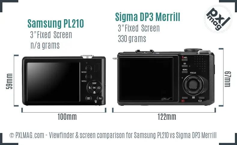 Samsung PL210 vs Sigma DP3 Merrill Screen and Viewfinder comparison