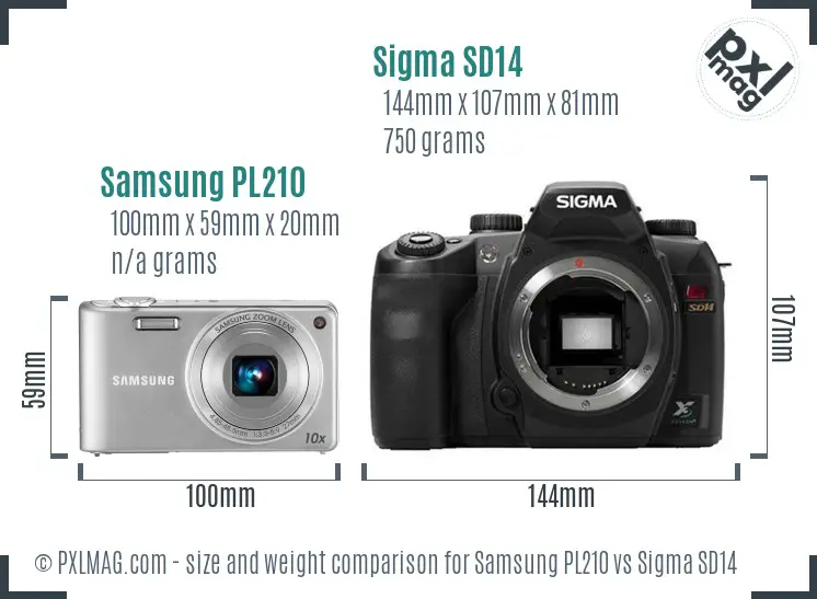 Samsung PL210 vs Sigma SD14 size comparison