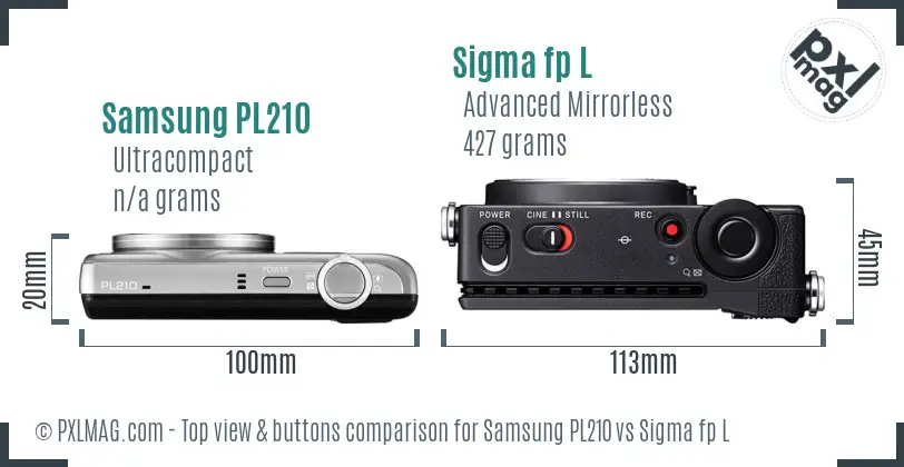 Samsung PL210 vs Sigma fp L top view buttons comparison