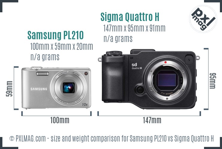 Samsung PL210 vs Sigma Quattro H size comparison