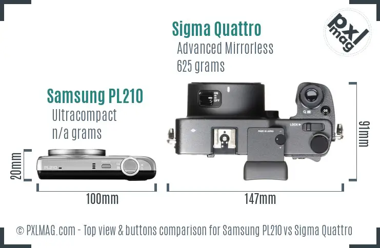 Samsung PL210 vs Sigma Quattro top view buttons comparison