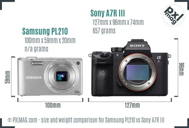 Samsung PL210 vs Sony A7R III size comparison Samsung PL210 vs Sony A7R III size comparison