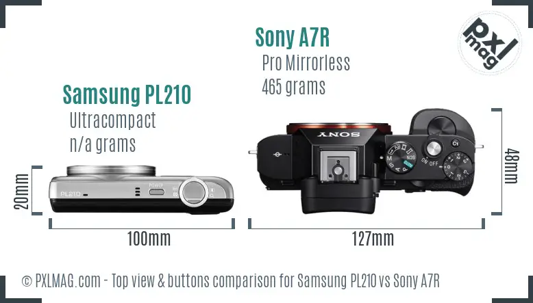 Samsung PL210 vs Sony A7R top view buttons comparison