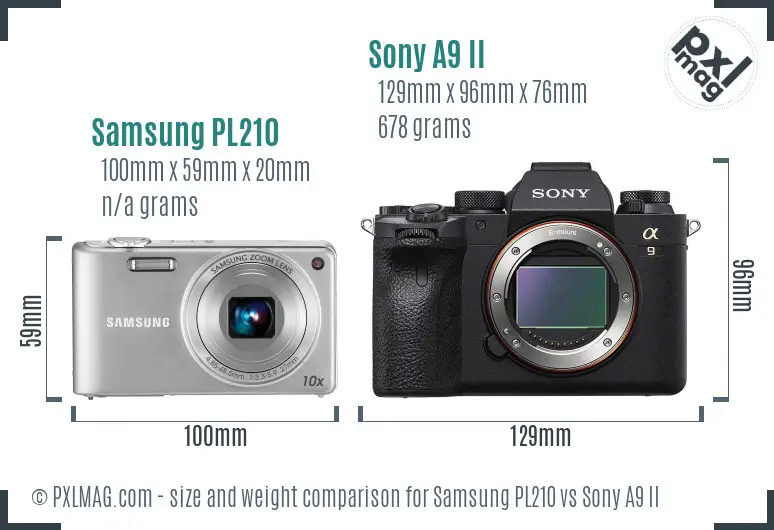 Samsung PL210 vs Sony A9 II size comparison Samsung PL210 vs Sony A9 II size comparison