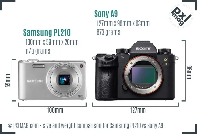 Samsung PL210 vs Sony A9 size comparison Samsung PL210 vs Sony A9 size comparison
