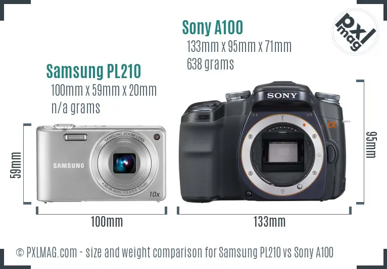 Samsung PL210 vs Sony A100 size comparison Samsung PL210 vs Sony A100 size comparison