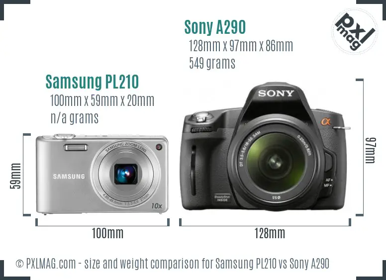 Samsung PL210 vs Sony A290 size comparison Samsung PL210 vs Sony A290 size comparison