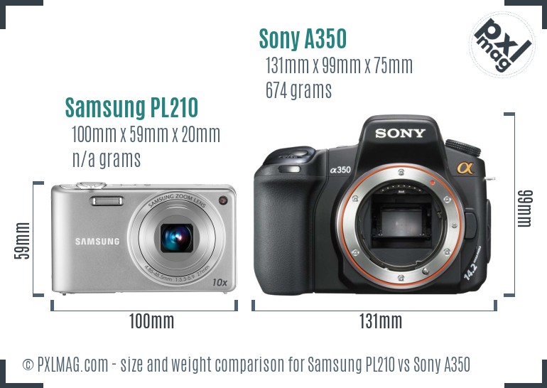 Samsung PL210 vs Sony A350 size comparison Samsung PL210 vs Sony A350 size comparison