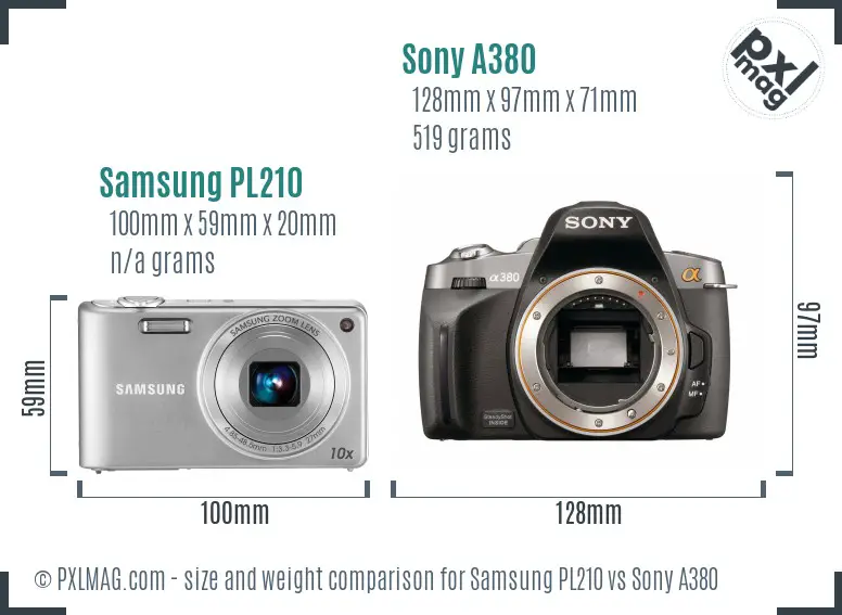 Samsung PL210 vs Sony A380 size comparison Samsung PL210 vs Sony A380 size comparison