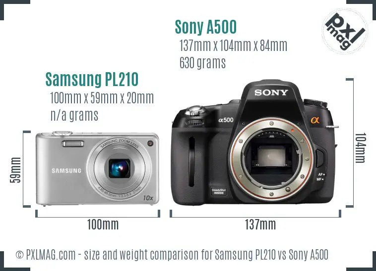 Samsung PL210 vs Sony A500 size comparison Samsung PL210 vs Sony A500 size comparison